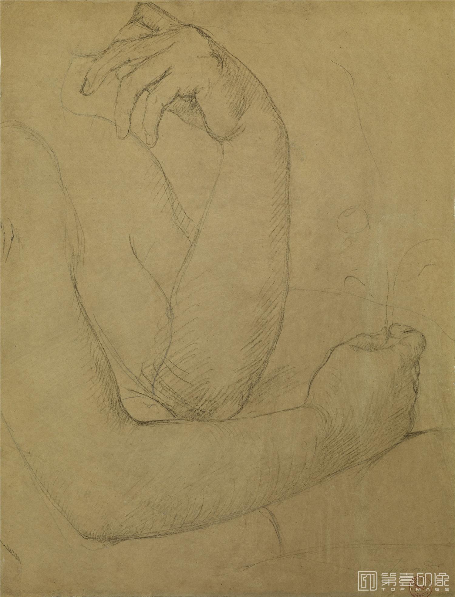 油画-美国弗里克美术馆藏画-Jean-August-Dominique Ingres - Study for The Golden Age, 1843-1847-109